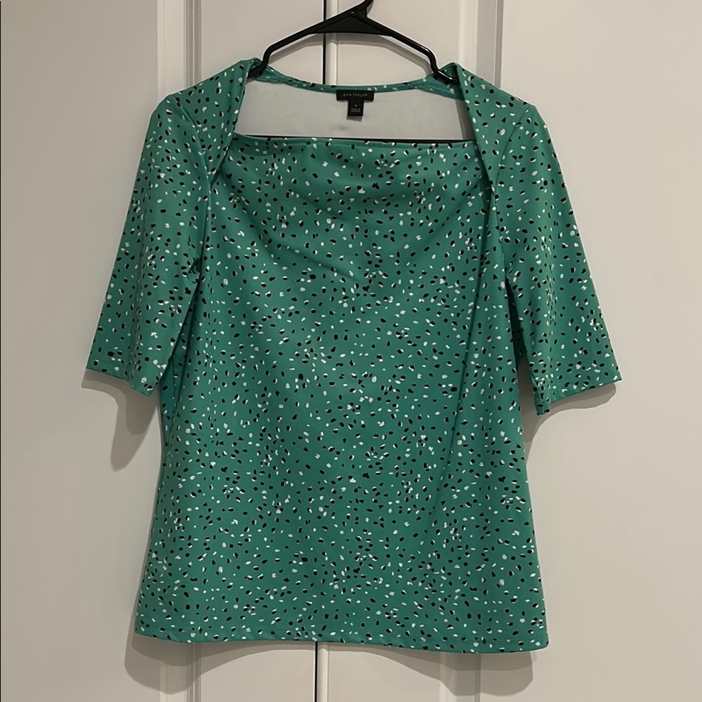 Ann Taylor Green Polka Dot Women's Top